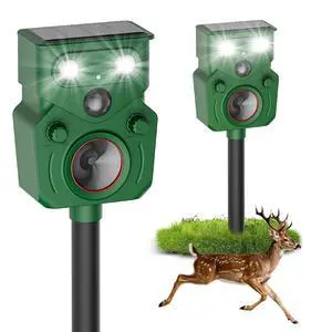 Ultrasonic Deer Repellent Devices 2 Packs, Solar Animal Repeller with Motion Sensor & LED Lights, Waterproof Cat Deterrent Outdoor, Effective Repel Deer, Coyote, Raccoon, and Dog for Garden Ultrasonic Deer Repellent Devices 2 Packs, Solar Animal Repeller with Motion Sensor & LED Lights, Waterproof Cat Deterrent Outdoor, Effective Repel Deer, Coyote, Raccoon, and Dog for Garden