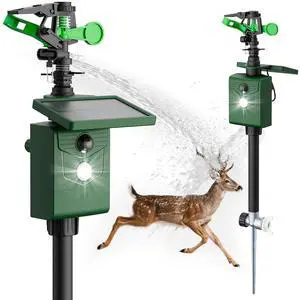 2 Packs Motion Activated Deer Repellent with Water Sprinkler, Solar Powered Cat Repellent Outdoor, IP65 Waterproof Deer Repellent Devices with Flashing Light, Deter Dogs Skunks Raccoons from Garden 2 Packs Motion Activated Deer Repellent with Water Sprinkler, Solar Powered Cat Repellent Outdoor, IP65 Waterproof Deer Repellent Devices with Flashing Light, Deter Dogs Skunks Raccoons from Garden