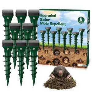 Mole Repellent Solar Powered, 8 Pack Gopher Repellent Ultrasonic for Lawns, IP65 Waterproof Mole Deterrent for Yard, Outdoor Pest Control for Groundhog, Vole, Armadillo, Chipmunk, Snake Mole Repellent Solar Powered, 8 Pack Gopher Repellent Ultrasonic for Lawns, IP65 Waterproof Mole Deterrent for Yard, Outdoor Pest Control for Groundhog, Vole, Armadillo, Chipmunk, Snake