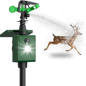 Motion Activated Animal Repeller with Water Sprinkler, Deer Repellent Devices Solar Powered, IP65 Waterproof Cat Repellent Outdoor with Flashing Light, Deter Deer Foxes Skunks Raccoons from Garden Motion Activated Animal Repeller with Water Sprinkler, Deer Repellent Devices Solar Powered, IP65 Waterproof Cat Repellent Outdoor with Flashing Light, Deter Deer Foxes Skunks Raccoons from Garden