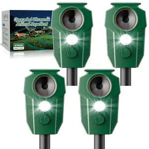 Keep Deer & Cats Away Solar Ultrasonic Deer Repellent Devices with Motion Sensor & LED Flashing Lights, Waterproof Animal Repeller Outdoor for Yard, Garden & Lawn Keep Deer & Cats Away Solar Ultrasonic Deer Repellent Devices with Motion Sensor & LED Flashing Lights, Waterproof Animal Repeller Outdoor for Yard, Garden & Lawn