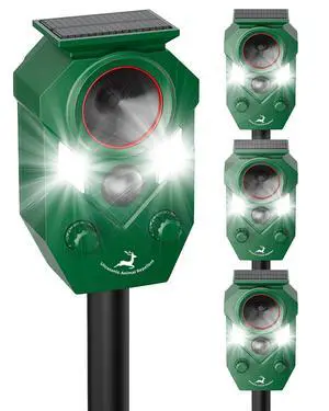 Solar Deer Repellent Devices Outdoor - Ultrasonic Animal Repellent with Motion Sensor & Strobe Light, Waterproof Animals Deterrent for Yard Garden Farm to Repel Cats, Coyote, Squirrels Solar Deer Repellent Devices Outdoor - Ultrasonic Animal Repellent with Motion Sensor & Strobe Light, Waterproof Animals Deterrent for Yard Garden Farm to Repel Cats, Coyote, Squirrels