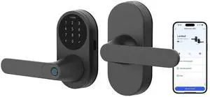 Smart Lock with Handle U300, Apple Home Key, Smart Lever Lock, Black | Matter Over Thread, Fingerprint Keyless Entry Door Lock, Touchscreen Keypad, Supports HomeKit, Alexa, Google Smart Lock with Handle U300, Apple Home Key, Smart Lever Lock, Black | Matter Over Thread, Fingerprint Keyless Entry Door Lock, Touchscreen Keypad, Supports HomeKit, Alexa, Google