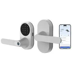 Smart Lock with Handle U300, Apple Home Key, Smart Lever Lock, Silver | Matter Over Thread, Fingerprint Keyless Entry Door Lock, Touchscreen Keypad, Supports HomeKit, Alexa, Google Smart Lock with Handle U300, Apple Home Key, Smart Lever Lock, Silver | Matter Over Thread, Fingerprint Keyless Entry Door Lock, Touchscreen Keypad, Supports HomeKit, Alexa, Google