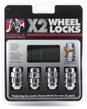 Gorilla Automotive (71631X) 12mm x 1.50 Thread Size Acorn Chrome X2 Wheel Lock, (Pack of 4) Gorilla Automotive (71631X) 12mm x 1.50 Thread Size Acorn Chrome X2 Wheel Lock, (Pack of 4)