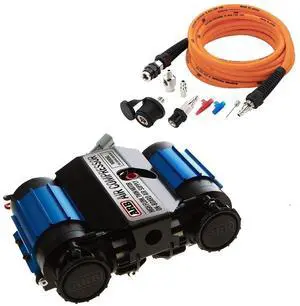ARB CKMTA12 '12V' On-Board Twin High Performance Air Compressor Bundle with ARB 171302V2 Portable Tire Inflation Kit, Includes High-Temperature Air Hose 23 Foot and Redesigned Accessories Kit ARB CKMTA12 '12V' On-Board Twin High Performance Air Compressor Bundle with ARB 171302V2 Portable Tire Inflation Kit, Includes High-Temperature Air Hose 23 Foot and Redesigned Accessories Kit
