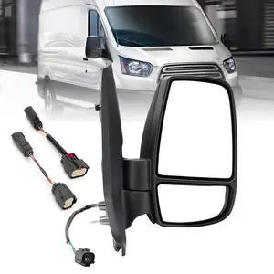 Passenger Side Mirror for 2015-2025 Ford Transit 150 250 350 350 HD | Mirrors with Power Glass Without Signal Light Non Heated,Black(Short Arm) Passenger Side Mirror for 2015-2025 Ford Transit 150 250 350 350 HD | Mirrors with Power Glass Without Signal Light Non Heated,Black(Short Arm)