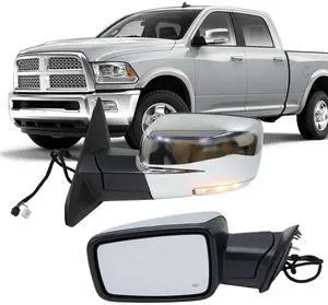 Passenger Side Mirror Driver Side Mirror Compatible with 2013-2018 Dodge Ram 1500 2500 3500 Mirrors with Heated Puddle Lamp Tuning LED Signal Power Fold (Chrome) Set Passenger Side Mirror Driver Side Mirror Compatible with 2013-2018 Dodge Ram 1500 2500 3500 Mirrors with Heated Puddle Lamp Tuning LED Signal Power Fold (Chrome) Set