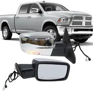 Passenger Side Mirror Compatible with 2013-2018 Dodge Ram 1500 2500 3500 Mirrors with Heated Puddle Lamp Tuning LED Signal Power Fold Chrome(9+2Pins) Passenger Side Mirror Compatible with 2013-2018 Dodge Ram 1500 2500 3500 Mirrors with Heated Puddle Lamp Tuning LED Signal Power Fold Chrome(9+2Pins)