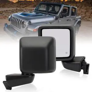 Driver Side Mirror for 2018-2023 Jeep Wrangler JL/2020 2021 2022 2023 Gladiator JT,Mirror Assembly with Heated,Manual Folding Without Turn Singal/Blind Spot,Replace 68281890AE 68281890AB Driver Side Mirror for 2018-2023 Jeep Wrangler JL/2020 2021 2022 2023 Gladiator JT,Mirror Assembly with Heated,Manual Folding Without Turn Singal/Blind Spot,Replace 68281890AE 68281890AB