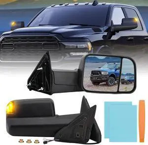 Driver Side Mirror Compatible with 2009-2018 Dodge Ram 1500,2010-2018 Dodge Ram 2500 3500,Tow Mirrors with Power Glass Heated Turn Signal Light Puddle Lamp(Black) Driver Side Mirror Compatible with 2009-2018 Dodge Ram 1500,2010-2018 Dodge Ram 2500 3500,Tow Mirrors with Power Glass Heated Turn Signal Light Puddle Lamp(Black)
