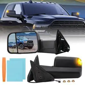 Passenger Side Mirror Compatible with 2009-2018 Dodge Ram 1500,2010-2018 Dodge Ram 2500 3500,Tow Mirrors with Power Glass Heated Turn Signal Light Puddle Lamp(Black) Passenger Side Mirror Compatible with 2009-2018 Dodge Ram 1500,2010-2018 Dodge Ram 2500 3500,Tow Mirrors with Power Glass Heated Turn Signal Light Puddle Lamp(Black)