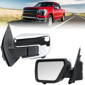 Left Driver Side Door Mirror Fits 2021-2025 Ford F150 Mirrors With Memory Camera Power Folding Blind Spot Turn Signal Puddle Light Temperature Sensor Heated Chrome(18+1Pins) Left Driver Side Door Mirror Fits 2021-2025 Ford F150 Mirrors With Memory Camera Power Folding Blind Spot Turn Signal Puddle Light Temperature Sensor Heated Chrome(18+1Pins)