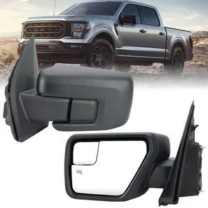 Driver Side Door Mirror Compatible With 2021 2022 2023 2024 2025 Ford F150 Mirror with Heated Power Glass Manual Folding,Matte Black (5Pins) Driver Side Door Mirror Compatible With 2021 2022 2023 2024 2025 Ford F150 Mirror with Heated Power Glass Manual Folding,Matte Black (5Pins)