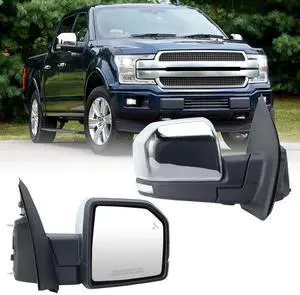 Passenger Side Mirror Compatible with 2015-2020 Ford F150 Mirrors with Camera Power Folding Memory Heated Turn Signal Blind Spot Detection,Puddle Lights,Temperature Sensor Chrome (18+4 Pins) Passenger Side Mirror Compatible with 2015-2020 Ford F150 Mirrors with Camera Power Folding Memory Heated Turn Signal Blind Spot Detection,Puddle Lights,Temperature Sensor Chrome (18+4 Pins)