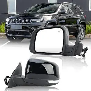 Left Driver Side Mirror Compatible With 2011-2021 Jeep Grand Cherokee Mirrors With Memory Heated Turn Signal Manual Folding Power Glass Replace 68257941AB(11Pins) Black Left Driver Side Mirror Compatible With 2011-2021 Jeep Grand Cherokee Mirrors With Memory Heated Turn Signal Manual Folding Power Glass Replace 68257941AB(11Pins) Black