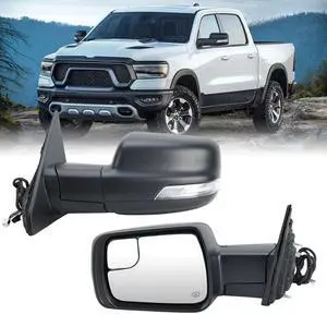 Driver Side Mirror For 2019 2020 2021 2022 2023 2024 Ram 1500 Mirrors with Heated Power Folding Power Glass Turn Signal Temperature Sensor Puddle Lights Black Replace 68276502AH Driver Side Mirror For 2019 2020 2021 2022 2023 2024 Ram 1500 Mirrors with Heated Power Folding Power Glass Turn Signal Temperature Sensor Puddle Lights Black Replace 68276502AH