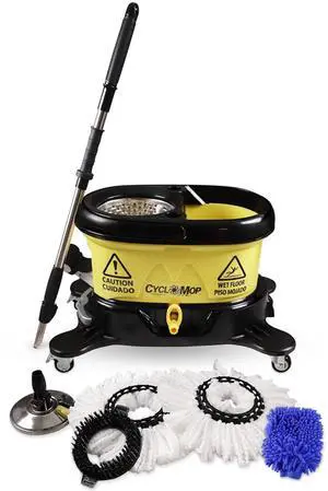 CycloMop® Commercial Spinning Spin Mop with Dolly Wheels - Heavy Duty Design for Years of Use CycloMop® Commercial Spinning Spin Mop with Dolly Wheels - Heavy Duty Design for Years of Use