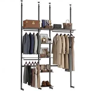 Closet Organizer System, Freestanding Closet System with Wood Shelves & Hanging Rod, Adjustable Floor-to-Ceiling Open Wardrobe for Bedroom, Apartment & Walk-In Closet (16.8" D x72.1 W x 137.9" H) Closet Organizer System, Freestanding Closet System with Wood Shelves & Hanging Rod, Adjustable Floor-to-Ceiling Open Wardrobe for Bedroom, Apartment & Walk-In Closet (16.8" D x72.1 W x 137.9" H)