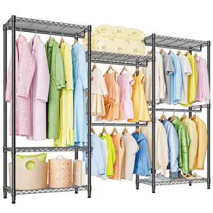 M Heavy Duty Rolling Garment Rack 6 Tiers Adjustable Wire Shelving Clothes Rack with Rods Storage Closet Clothing Rack Black 15.7" D x 70.8" W x 76.5" H M Heavy Duty Rolling Garment Rack 6 Tiers Adjustable Wire Shelving Clothes Rack with Rods Storage Closet Clothing Rack Black 15.7" D x 70.8" W x 76.5" H