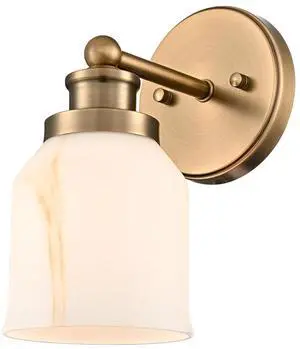 HYDELITE Vintage Wall Sconce Gold Vanity Light with Bell-Shaped Glass | Indoor Brass Wall Light for Bathroom Living Room Bedroom Hallway Washroom E26 Base HYDELITE Vintage Wall Sconce Gold Vanity Light with Bell-Shaped Glass | Indoor Brass Wall Light for Bathroom Living Room Bedroom Hallway Washroom E26 Base