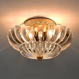 HYDELITE Gold Ceiling Light Fixture with Scalloped Clear Glass Shade | 3-Light Brass Bedroom Semi Flush Mount Ceiling Light Fixtures for Entryway Bathroom Living Room Porch HYDELITE Gold Ceiling Light Fixture with Scalloped Clear Glass Shade | 3-Light Brass Bedroom Semi Flush Mount Ceiling Light Fixtures for Entryway Bathroom Living Room Porch
