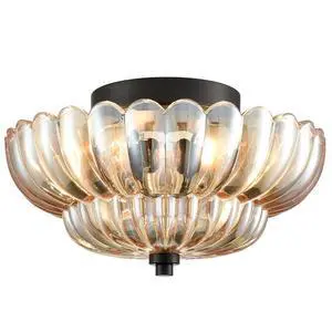 HYDELITE Modern Black Flush Mount Ceiling Light 3-Light Amber Glass | 3-Light Close to Ceiling Light Fixtures with Scalloped Shade for Living Room Entryway HYDELITE Modern Black Flush Mount Ceiling Light 3-Light Amber Glass | 3-Light Close to Ceiling Light Fixtures with Scalloped Shade for Living Room Entryway