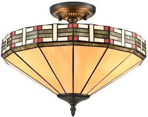 HYDELITE Tiffany Style 16" Chandelier 3-Light Stained Glass Ceiling Fixture | Vintage Semi Flush Mount Close to Ceiling Light for Foyer Living Room Dining Room Bedroom Hallway HYDELITE Tiffany Style 16" Chandelier 3-Light Stained Glass Ceiling Fixture | Vintage Semi Flush Mount Close to Ceiling Light for Foyer Living Room Dining Room Bedroom Hallway