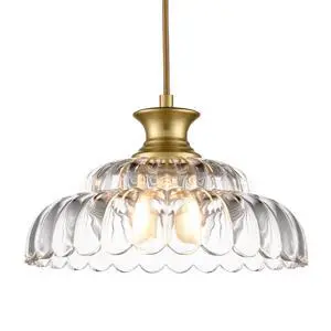 HYDELITE Vintage Gold Clear Glass Pendant Lights Kitchen Island | Brass Pendant Light Fixture Modern Hanging Light Fixture for Dining Room Bedroom Entryway HYDELITE Vintage Gold Clear Glass Pendant Lights Kitchen Island | Brass Pendant Light Fixture Modern Hanging Light Fixture for Dining Room Bedroom Entryway