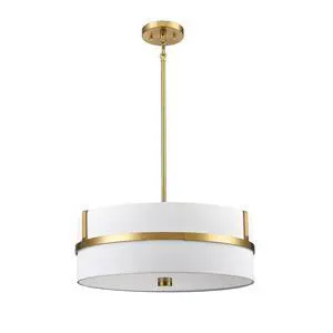 HYDELITE Modern Gold 4-Light Pendant Light with Drum Linen Shade | Brass Adjustable Height Pendant Light Fixture for Dining Room Living Room Bedroom Kitchen Island HYDELITE Modern Gold 4-Light Pendant Light with Drum Linen Shade | Brass Adjustable Height Pendant Light Fixture for Dining Room Living Room Bedroom Kitchen Island
