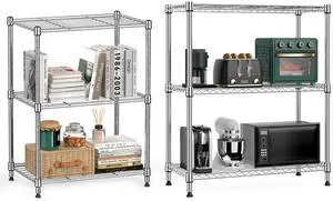 2 PCS Storage Rack Metal Wire Shelving Unit, Storage Standing Shelf Organizer for Laundry Bathroom Kitchen Pantry Closet Garage Basement Utility 2 PCS Storage Rack Metal Wire Shelving Unit, Storage Standing Shelf Organizer for Laundry Bathroom Kitchen Pantry Closet Garage Basement Utility