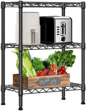 M 750 lbs 3 Tier Shelf Metal Storage Shelves Wire Rack Closet Organizers with PP Board for Garage Kitchen Bathroom Laundry Black 11.8" D x 21.7" W x 28.6" H M 750 lbs 3 Tier Shelf Metal Storage Shelves Wire Rack Closet Organizers with PP Board for Garage Kitchen Bathroom Laundry Black 11.8" D x 21.7" W x 28.6" H