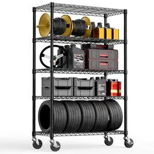 M 5-Shelf Storage Shelves,Wire Shelving Heavy Duty Metal Storage Shelving Unit Adjustable Garage Shelving Rack Pantry Kitchen (Black, 5 Tier,17.7" D x 47.2" W x 76.7" H) M 5-Shelf Storage Shelves,Wire Shelving Heavy Duty Metal Storage Shelving Unit Adjustable Garage Shelving Rack Pantry Kitchen (Black, 5 Tier,17.7" D x 47.2" W x 76.7" H)