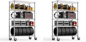M 5-Shelf Storage Shelves,Wire Shelving Heavy Duty Metal Storage Shelving Unit Adjustable Garage Shelving Rack Pantry Kitchen (Chrome, 5 Tier,17.7" D x 47.2" W x 76.7" H) (Pack of 2) M 5-Shelf Storage Shelves,Wire Shelving Heavy Duty Metal Storage Shelving Unit Adjustable Garage Shelving Rack Pantry Kitchen (Chrome, 5 Tier,17.7" D x 47.2" W x 76.7" H) (Pack of 2)