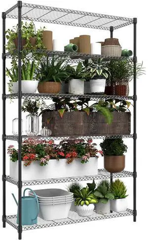M 6 Tiers Storage Shelves Load 2100LBS, Metal Shelving Wire Metal Shelving Unit Shelves for Storage Adjustable Garage Shelving for Pantry Kitchen Garage Black 17.7" D x 47.3" W x 82.4" H M 6 Tiers Storage Shelves Load 2100LBS, Metal Shelving Wire Metal Shelving Unit Shelves for Storage Adjustable Garage Shelving for Pantry Kitchen Garage Black 17.7" D x 47.3" W x 82.4" H