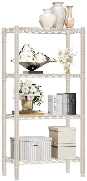 M 1000 lbs 4-Shelf Standing Storage Shelves Heavy Duty Metal Shelving Unit Adjustable Wire Rack for Office Garage Kitchen, Light Tan 11.8 D x 23.6" W x 47.5" H M 1000 lbs 4-Shelf Standing Storage Shelves Heavy Duty Metal Shelving Unit Adjustable Wire Rack for Office Garage Kitchen, Light Tan 11.8 D x 23.6" W x 47.5" H