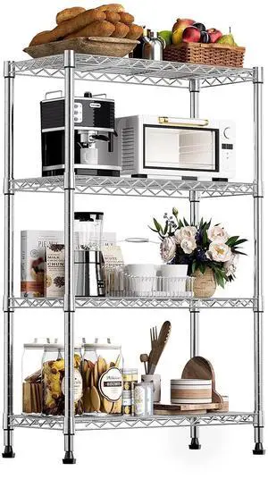 M 1000 lbs Storage Shelving 4-Tier Utility Shelving Unit Steel Organizer Wire Rack for Home,Kitchen,Office,Chrome (13.7" D x 23.6" W x 53.4" H) M 1000 lbs Storage Shelving 4-Tier Utility Shelving Unit Steel Organizer Wire Rack for Home,Kitchen,Office,Chrome (13.7" D x 23.6" W x 53.4" H)