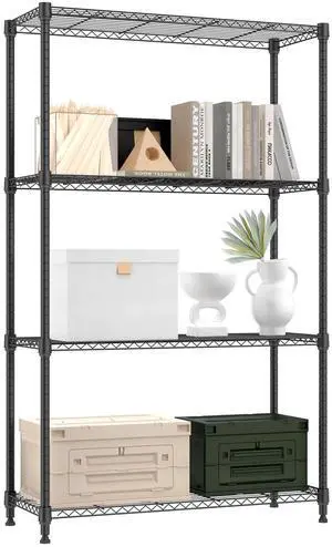 M 1000 lbs 4 Tier Shelf Metal Storage Shelves Shelving Wire Rack Heavy Duty Closet Organizers for Garage Kitchen Bathroom Laundry Black 13.8" D x 35.4" W x 59.5" H M 1000 lbs 4 Tier Shelf Metal Storage Shelves Shelving Wire Rack Heavy Duty Closet Organizers for Garage Kitchen Bathroom Laundry Black 13.8" D x 35.4" W x 59.5" H