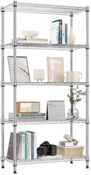 M 1250 lbs 5 Tier Shelf Metal Storage Shelves Shelving Wire Rack Heavy Duty Closet Organizers for Garage Kitchen Bathroom Laundry Chrome 13.8" D x 29.5" W x 59.5" H M 1250 lbs 5 Tier Shelf Metal Storage Shelves Shelving Wire Rack Heavy Duty Closet Organizers for Garage Kitchen Bathroom Laundry Chrome 13.8" D x 29.5" W x 59.5" H