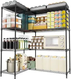 M 4 Tiers Storage Shelves Load 1200LBS, Metal Shelving Wire Metal Shelving Unit Shelves for Storage Adjustable Garage Shelving for Pantry Kitchen Garage Black 15.8" D x 33.5" W x 59.5" H M 4 Tiers Storage Shelves Load 1200LBS, Metal Shelving Wire Metal Shelving Unit Shelves for Storage Adjustable Garage Shelving for Pantry Kitchen Garage Black 15.8" D x 33.5" W x 59.5" H