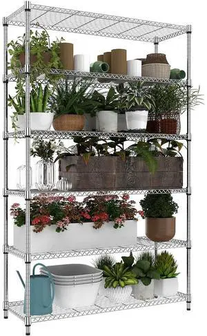 M 6 Tiers Storage Shelves Load 2100LBS, Metal Shelving Wire Metal Shelving Unit Shelves for Storage Adjustable Garage Shelving for Pantry Kitchen Garage Chrome 17.7" D x 47.3" W x 82.4" H M 6 Tiers Storage Shelves Load 2100LBS, Metal Shelving Wire Metal Shelving Unit Shelves for Storage Adjustable Garage Shelving for Pantry Kitchen Garage Chrome 17.7" D x 47.3" W x 82.4" H