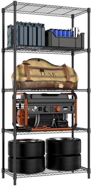 M 1250 lbs 5 Tier Shelf Metal Storage Shelves Shelving Wire Rack Heavy Duty Closet Organizers for Garage Kitchen Bathroom Laundry Black 15.7" D x 33.5" W x 68.5" H M 1250 lbs 5 Tier Shelf Metal Storage Shelves Shelving Wire Rack Heavy Duty Closet Organizers for Garage Kitchen Bathroom Laundry Black 15.7" D x 33.5" W x 68.5" H
