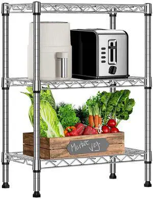 M 750 lbs 3 Tier Shelf Metal Storage Shelves Wire Rack Closet Organizers with PP Board for Garage Kitchen Bathroom Laundry Chrome 11.8" D x 21.7" W x 28.6" H M 750 lbs 3 Tier Shelf Metal Storage Shelves Wire Rack Closet Organizers with PP Board for Garage Kitchen Bathroom Laundry Chrome 11.8" D x 21.7" W x 28.6" H