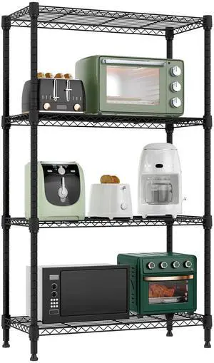 M 1000 lbs 4 Tier Shelf Metal Storage Shelves Wire Rack Closet Organizers for Garage Kitchen Bathroom Laundry Black 11.8" D x 25.6" W x 45.5" H M 1000 lbs 4 Tier Shelf Metal Storage Shelves Wire Rack Closet Organizers for Garage Kitchen Bathroom Laundry Black 11.8" D x 25.6" W x 45.5" H