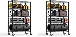 M 5-Shelf Storage Shelves,Wire Shelving Heavy Duty Metal Storage Shelving Unit Adjustable Garage Shelving Rack Pantry Kitchen (Black, 5 Tier,17.7" D x 47.2" W x 76.7" H) (Pack of 2) M 5-Shelf Storage Shelves,Wire Shelving Heavy Duty Metal Storage Shelving Unit Adjustable Garage Shelving Rack Pantry Kitchen (Black, 5 Tier,17.7" D x 47.2" W x 76.7" H) (Pack of 2)