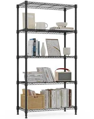 M 1250 lbs 5 Tier Shelf Metal Storage Shelves Wire Rack Closet Organizers for Garage Kitchen Bathroom Laundry Black 11.8" D x 29.5" W x 59.5" H M 1250 lbs 5 Tier Shelf Metal Storage Shelves Wire Rack Closet Organizers for Garage Kitchen Bathroom Laundry Black 11.8" D x 29.5" W x 59.5" H