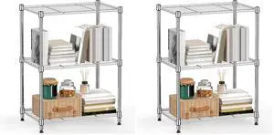 M 450 lbs Wire Storage Shelving 3-Tier Utility Shelving Unit Steel Organizer Wire Rack for Home,Kitchen,Office,Chrome(11.8" D x 17.7" W x 26.4" H) (Pack of 2) M 450 lbs Wire Storage Shelving 3-Tier Utility Shelving Unit Steel Organizer Wire Rack for Home,Kitchen,Office,Chrome(11.8" D x 17.7" W x 26.4" H) (Pack of 2)