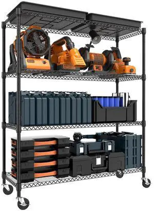 M 4 Tiers Storage Shelves Load 1400LBS, Metal Shelving Wire Metal Shelving Unit Shelves for Storage Adjustable Garage Shelving for Pantry Kitchen Garage Black 17.7" D x 47.3" W x 62.7" H M 4 Tiers Storage Shelves Load 1400LBS, Metal Shelving Wire Metal Shelving Unit Shelves for Storage Adjustable Garage Shelving for Pantry Kitchen Garage Black 17.7" D x 47.3" W x 62.7" H
