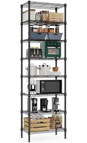 M 8 Tier 2000 lbs Storage Rack Metal Wire Shelving Unit, Storage Standing Shelf Organizer for Laundry Bathroom Kitchen Pantry Closet Garage Basement Utility Room, Black 13.8" D x 23.6" W x 79.5" H M 8 Tier 2000 lbs Storage Rack Metal Wire Shelving Unit, Storage Standing Shelf Organizer for Laundry Bathroom Kitchen Pantry Closet Garage Basement Utility Room, Black 13.8" D x 23.6" W x 79.5" H