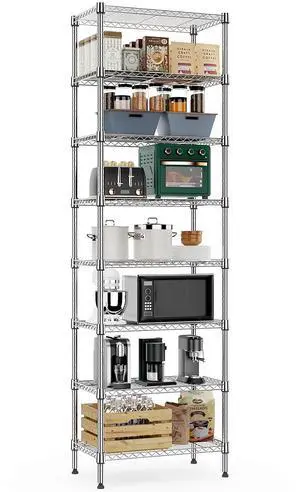 M 8 Tier 2000 lbs Storage Rack Metal Wire Shelving Unit, Storage Standing Shelf Organizer for Laundry Bathroom Kitchen Pantry Closet Garage Utility Room, Chrome 13.8" D x 23.6" W x 79.5" H M 8 Tier 2000 lbs Storage Rack Metal Wire Shelving Unit, Storage Standing Shelf Organizer for Laundry Bathroom Kitchen Pantry Closet Garage Utility Room, Chrome 13.8" D x 23.6" W x 79.5" H